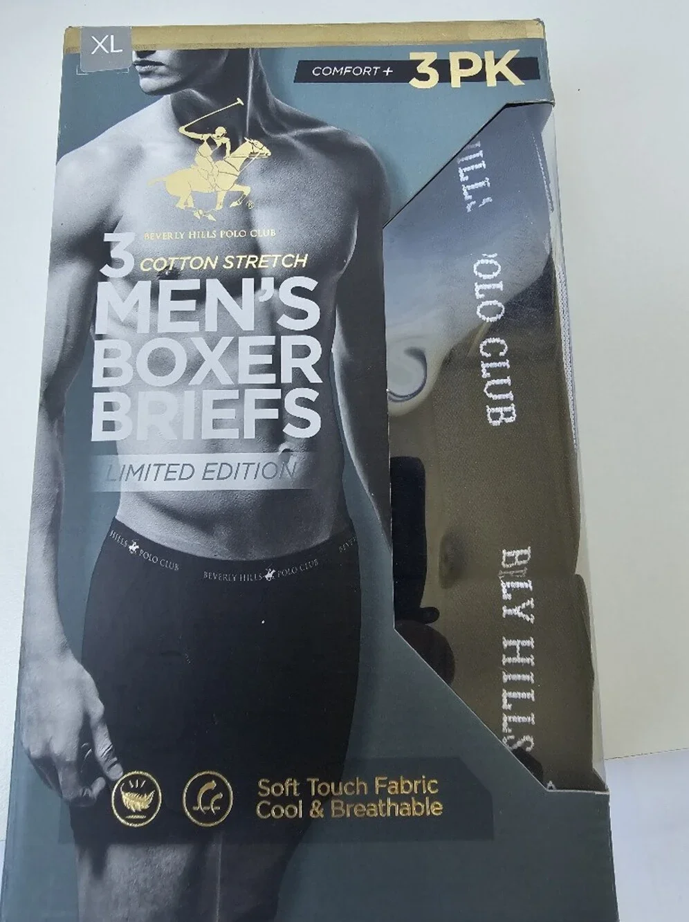 NIB Beverly Hills Polo Club Men's Boxer Briefs 3-Pack - Size XL - Limited Editio